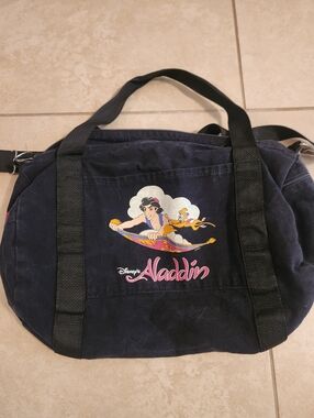Disney Aladdin Black Duffle Bag Vintage Rare Abu